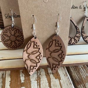 New Wood Engraved Sapele Earrings